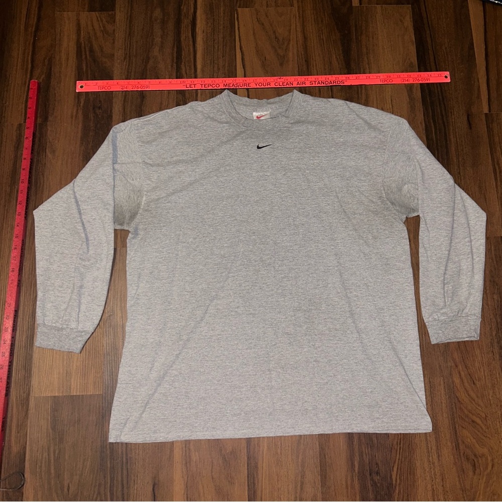 Vtg 90s Center Swoosh Grey Nike long sleeve shirt - Well Worn